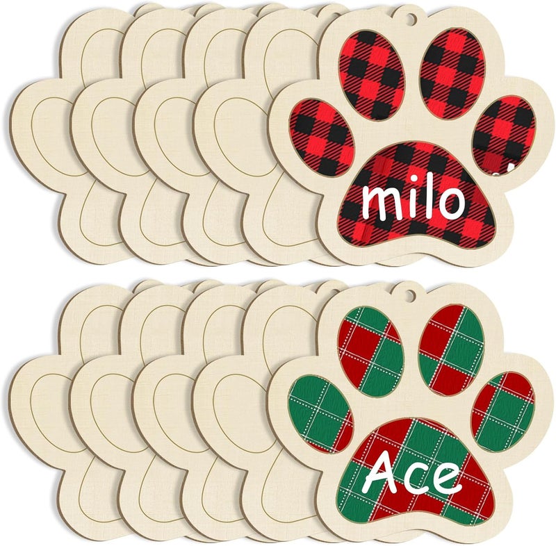 Sophena Large Dog Paw-Shaped Wooden Welcome Door Sign to Paint 10Pcs, DIY Blank Unfinished Wood Ornament for Crafts Hanging Decorations, Dog House Pet Theme Party Decoration Halloween Christmas Thanksgiving - Image 1